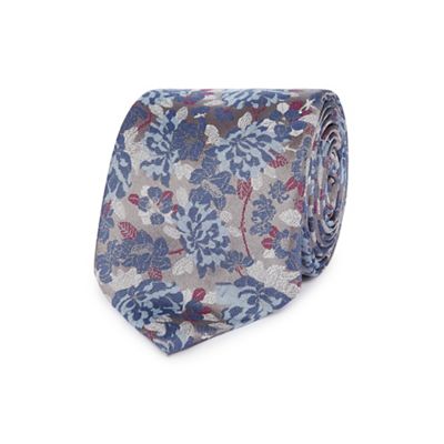 Blue floral silk tie